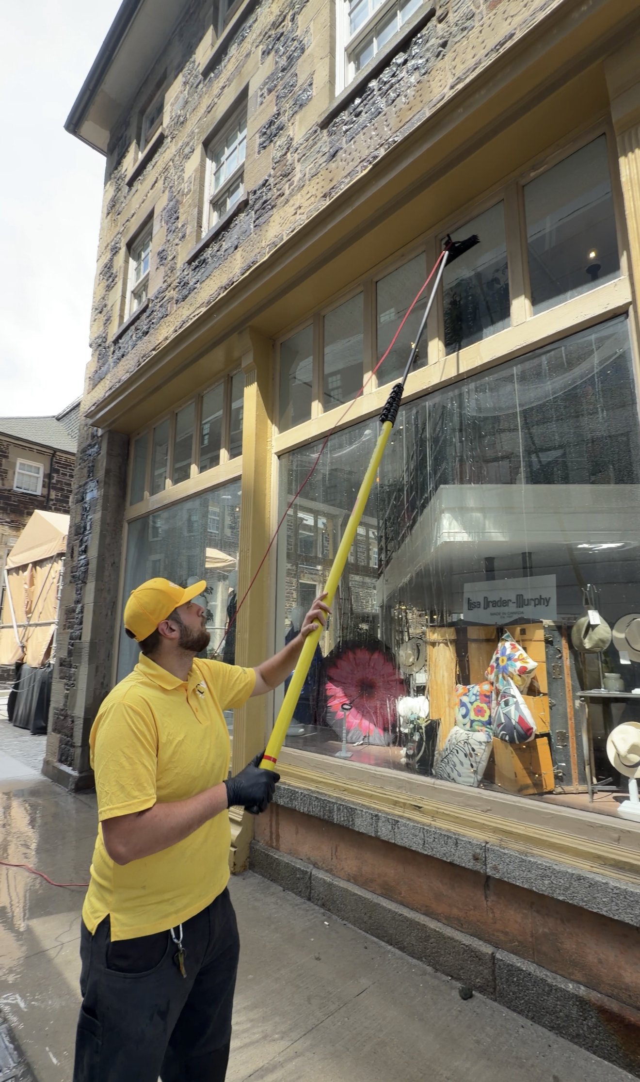 Commercial window cleaning with water fed pole in Halifax