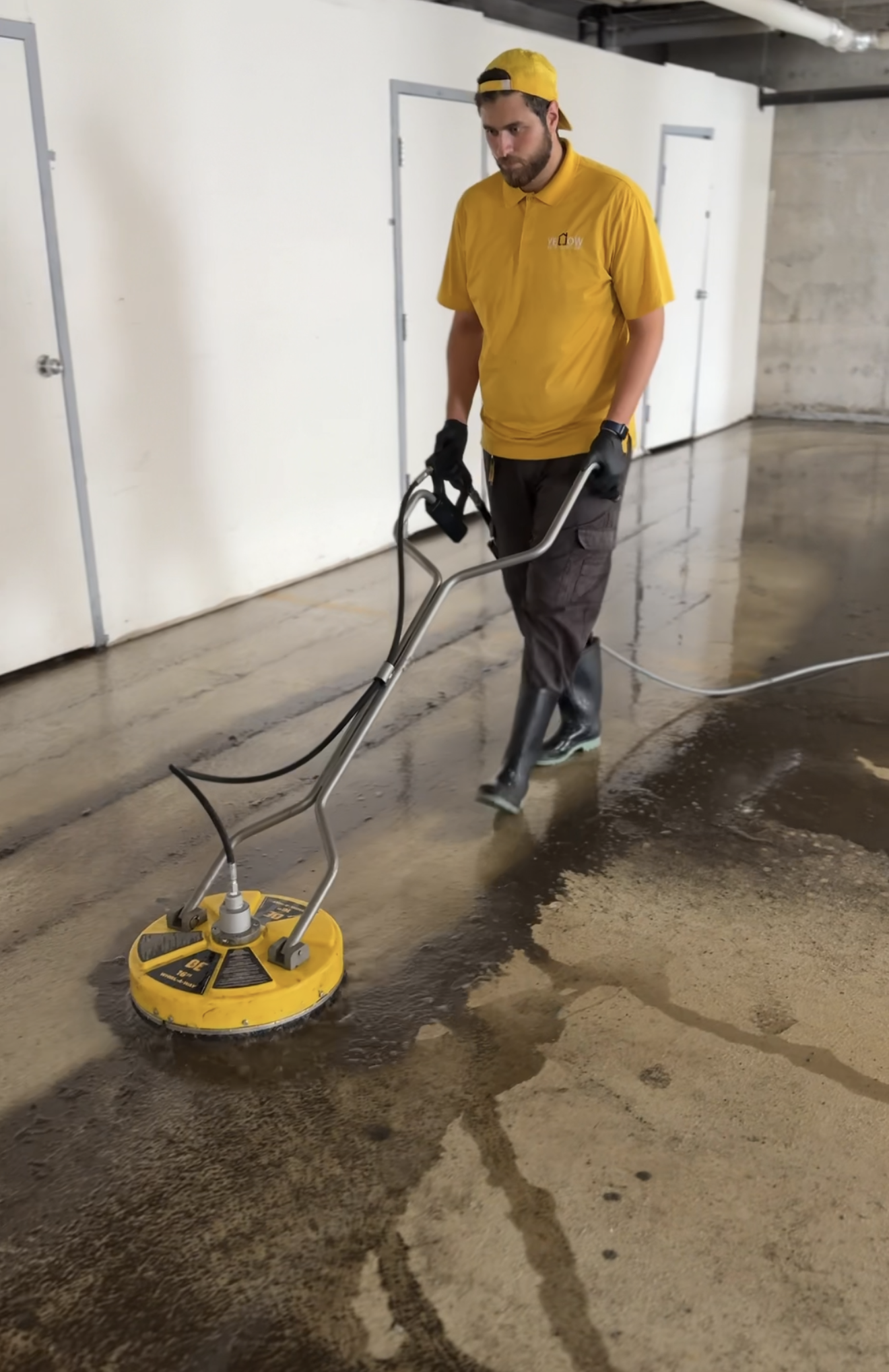 Commercial underground parkade cleaning by Yellow Wash