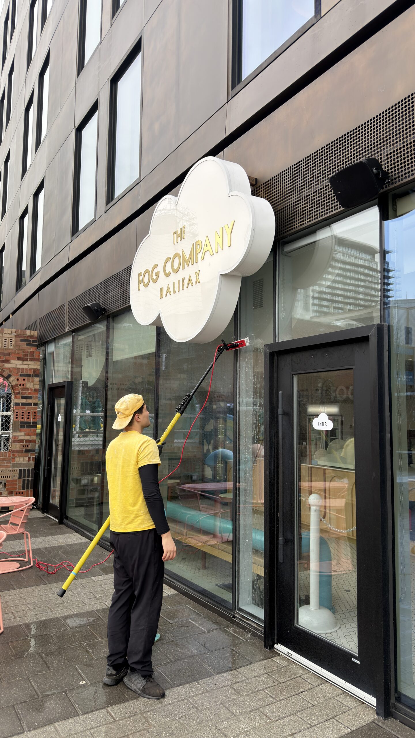 Professional storefront cleaning service by Yellow Wash