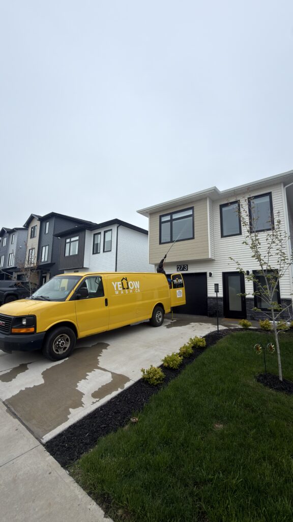 Yellow Wash crew and van at an Eastern Passage job